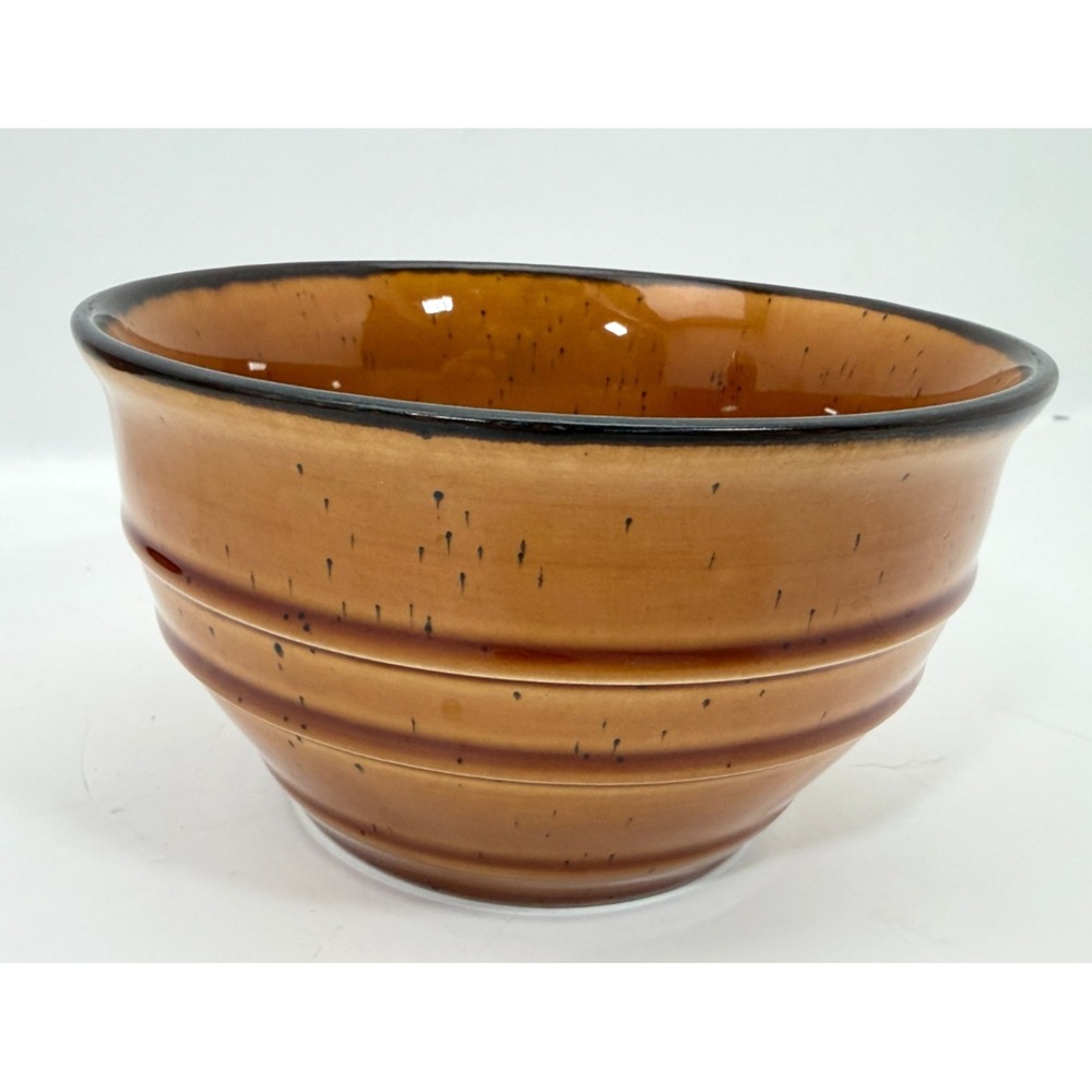 Home Trends Honey Brown Speckled Bowl 6 Inch Stoneware Ridged Cereal Soup